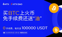 火币HTX开创BTC负费率时代：每日10万USDT奖励持续派发...